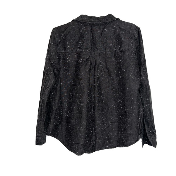 Anthropologie Cloth & Stone Speckled Long Sleeve Charcoal Gray Blouse - Picture 2 of 6
